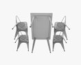 Black Dining Outdoor Table With Chairs 3D модель