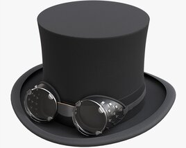 Black Top Hat With Googles Modèle 3D