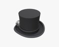 Black Top Hat With Googles Modello 3D