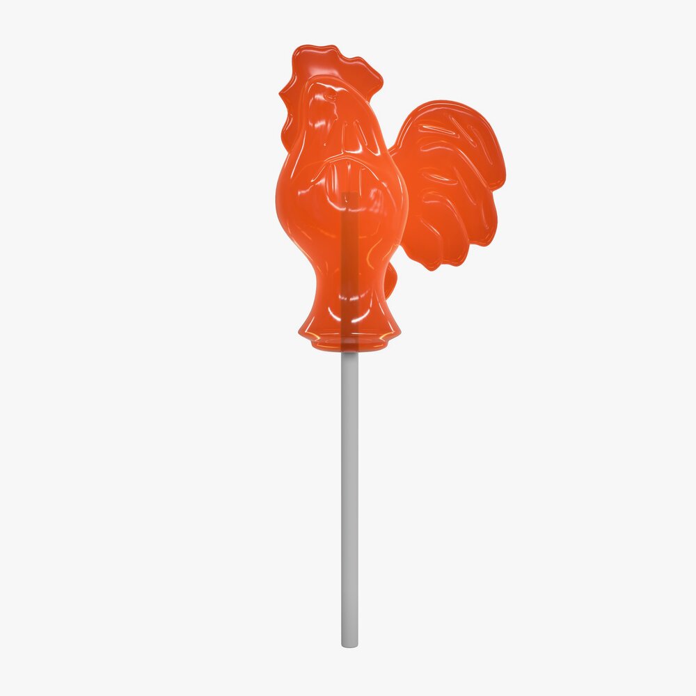Sugar Lollipop Made In The Shape Of Cockerel 3D model