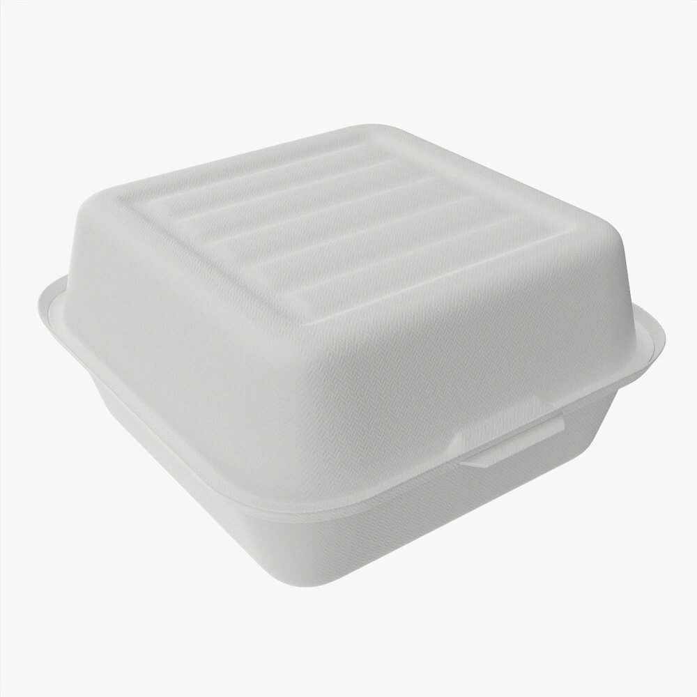 Compostable Take-Away Container Closed 3D модель