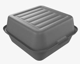 Compostable Take-Away Container Closed Gray 3D 모델 