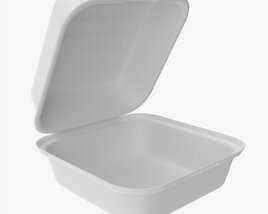 Compostable Take-Away Container Open 3D 모델 