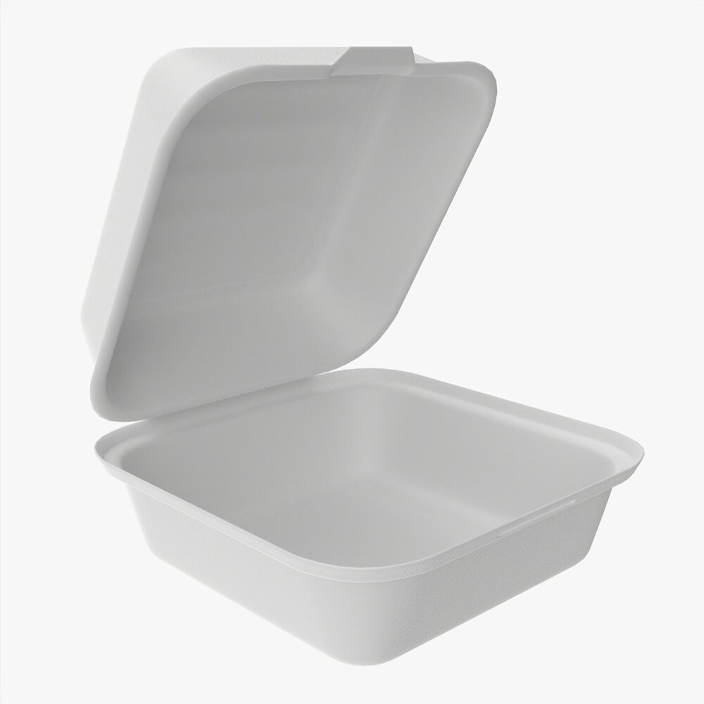 Compostable Take-Away Container Open 3D model