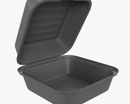 Compostable Take-Away Container Open Gray Modello 3D