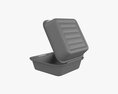 Compostable Take-Away Container Open Gray 3D 모델 