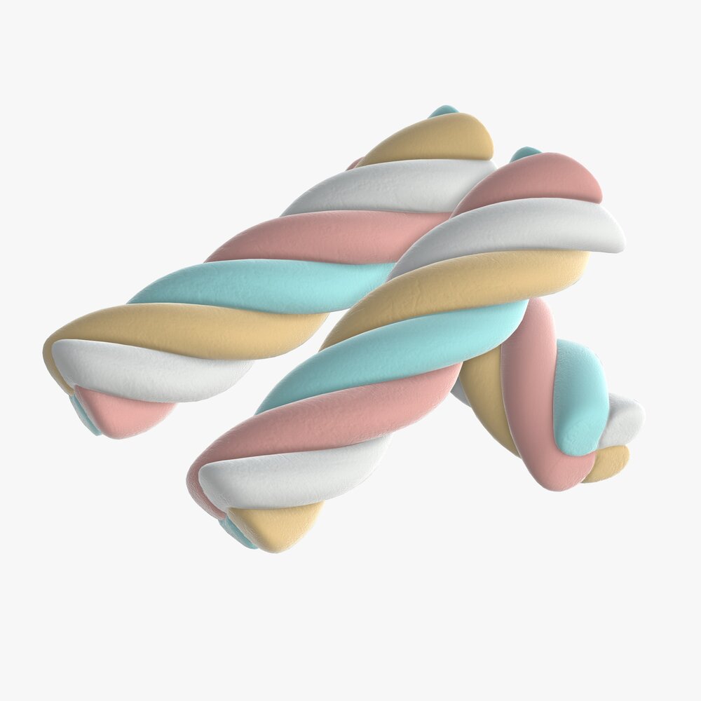 Marshmallows Colorful Candy Spiral Shape 3D model