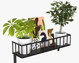 Decorative Wall Shelf With Plants 03 3D model