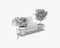 Decorative Wall Shelf With Plants 03 3d model