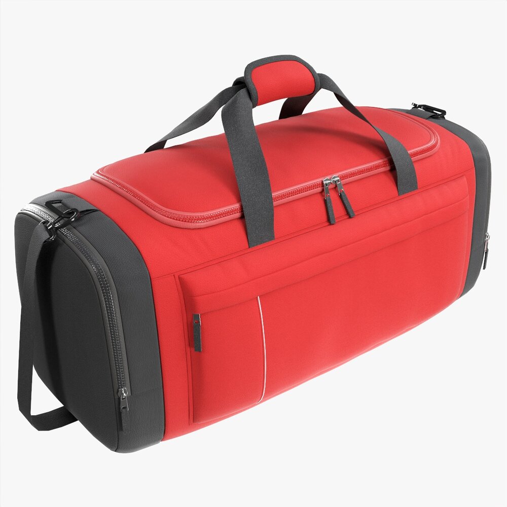 Duffel Travel Sport Bag Red Black 3D model