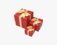 Gift Boxes Wrapped With Bow Red Gold Modelo 3d