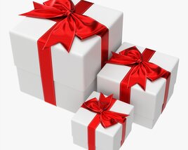 Gift Boxes Wrapped With Bow Red White 3D модель
