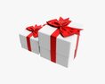 Gift Boxes Wrapped With Bow Red White 3Dモデル