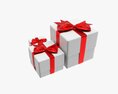 Gift Boxes Wrapped With Bow Red White 3d model
