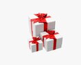 Gift Boxes Wrapped With Bow Red White Modelo 3d