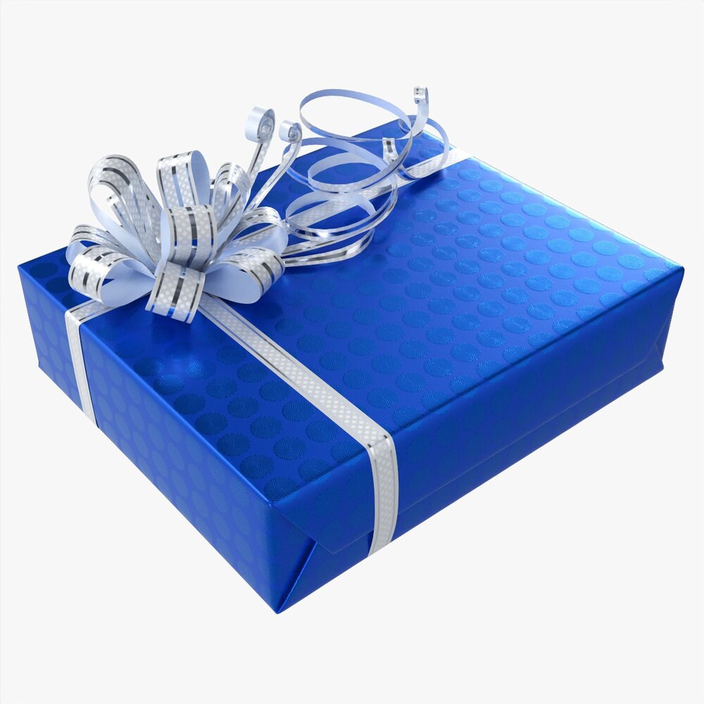 Gift Box With Ribbon 02 3D model