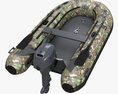Inflatable Boat 02 Camouflage With Outboard Boat Motor Modello 3D