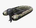 Inflatable Boat 02 Camouflage With Outboard Boat Motor 3D模型