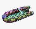 Inflatable Boat 02 Camouflage With Outboard Boat Motor 3D模型
