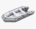 Inflatable Boat 03 Black With Outboard Boat Motor Modello 3D