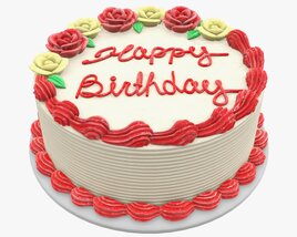 Birthday Cake White And Red 3D model
