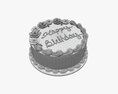 Birthday Cake White And Red 3d model