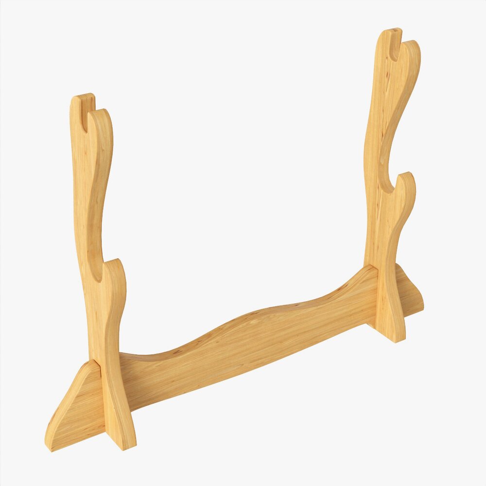 Katana Stand 01 Wooden 3D模型