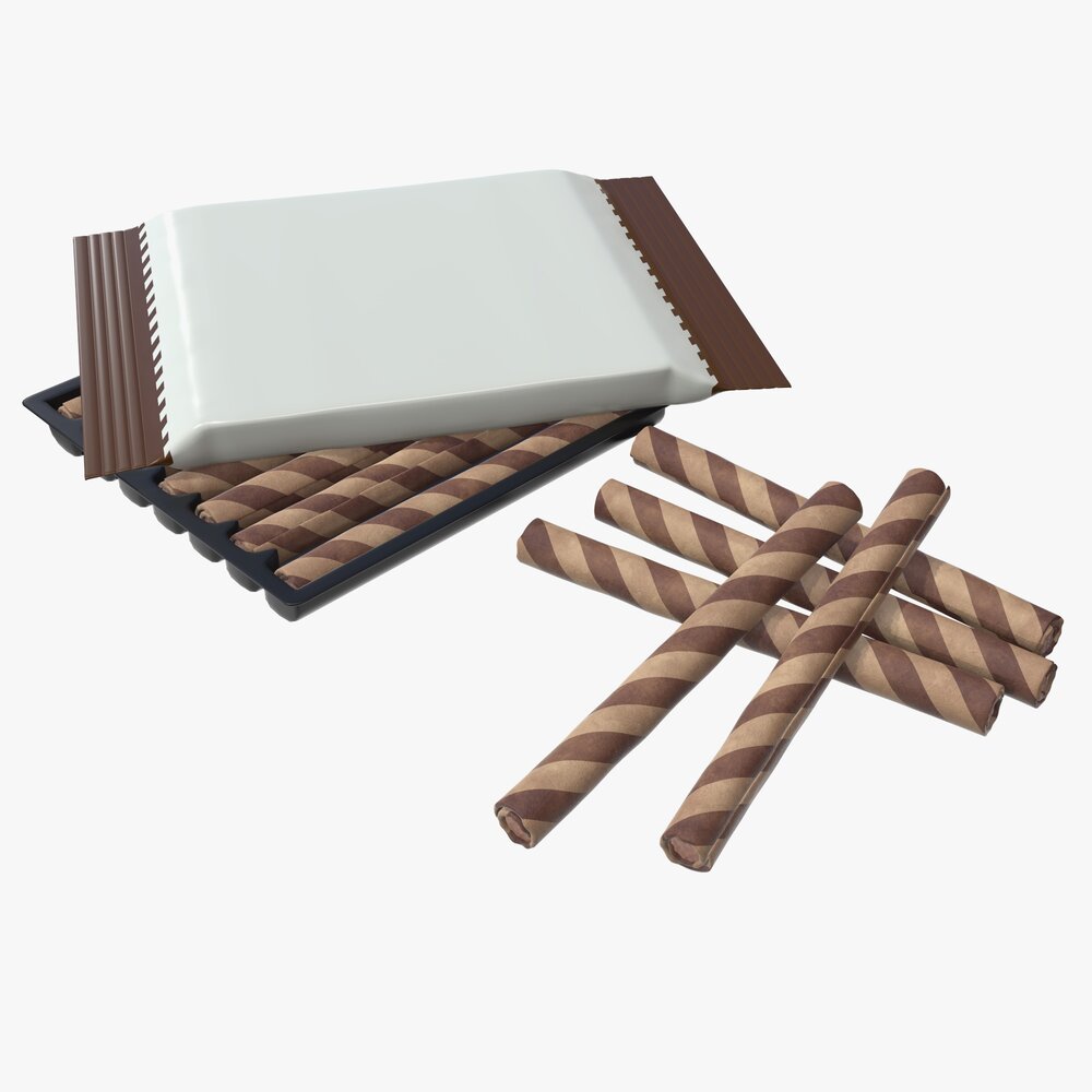 Blank Package With Waffle Rolls 3D-Modell