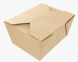 Kraft Paper Take-Away Container Closed 3D model