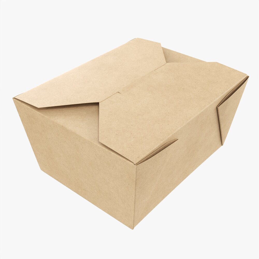 Kraft Paper Take-Away Container Closed 3D模型