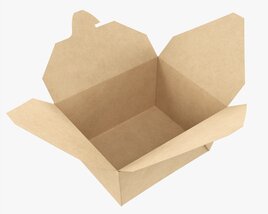 Kraft Paper Take-Away Container Open 3D model