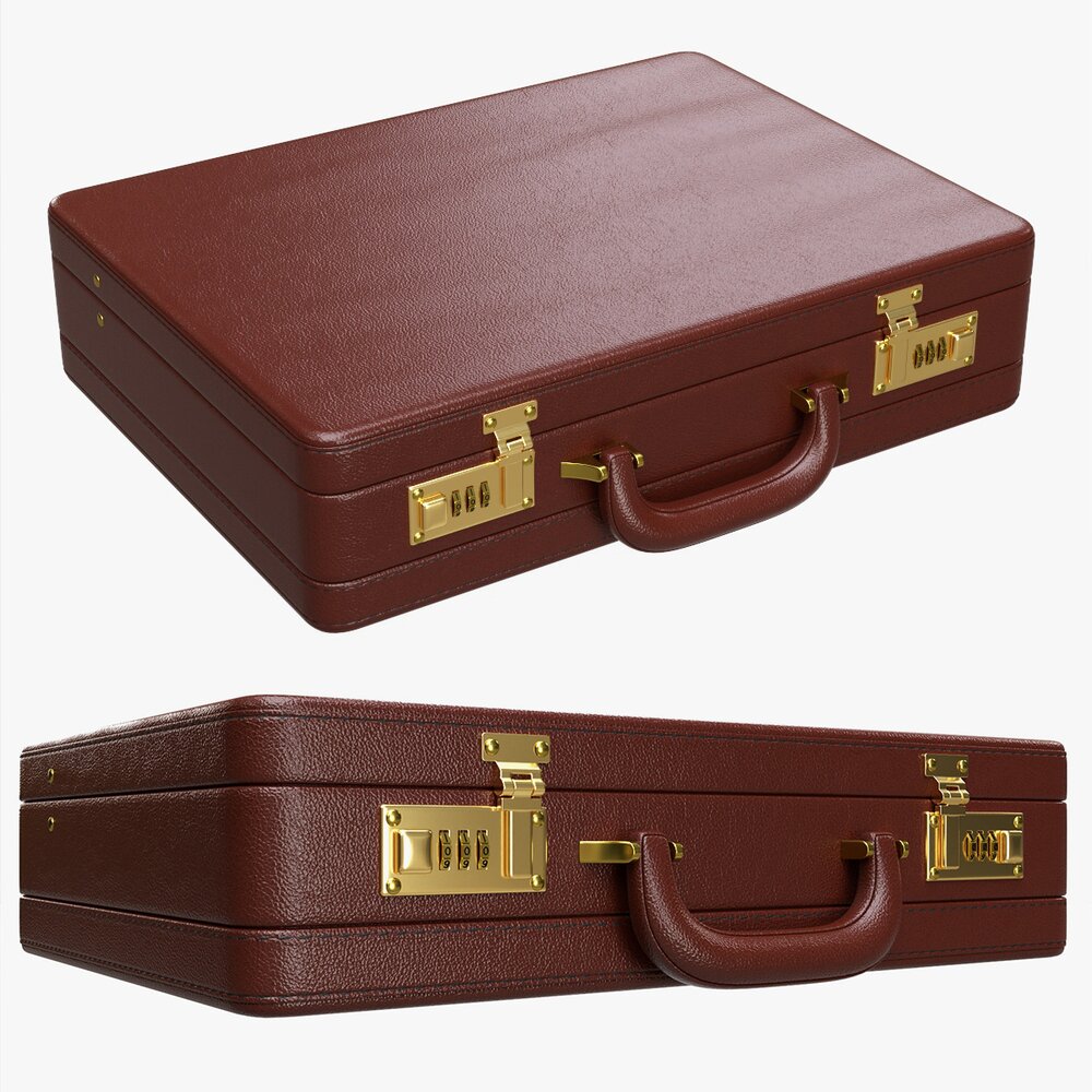 Leather Briefcase Closed Modèle 3D
