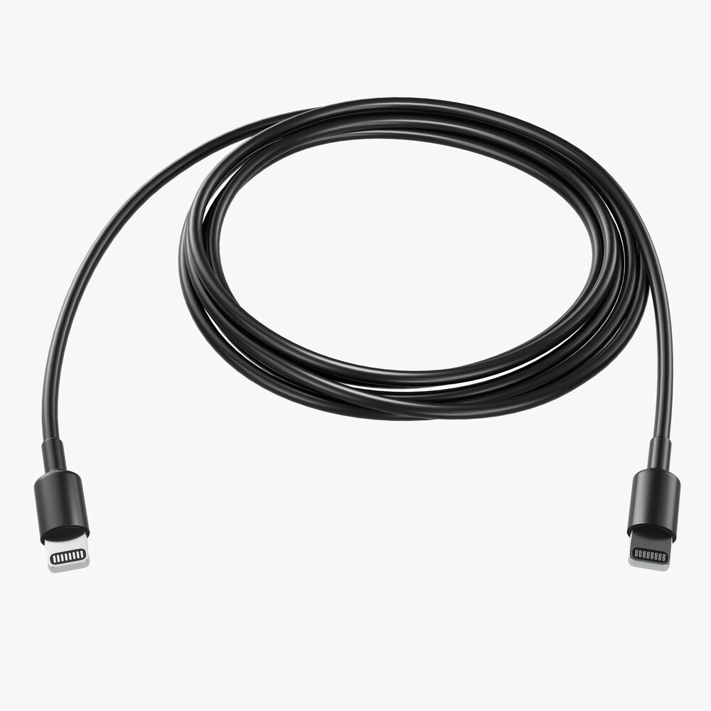 Lightning Cable Double Sided Black 3Dモデル