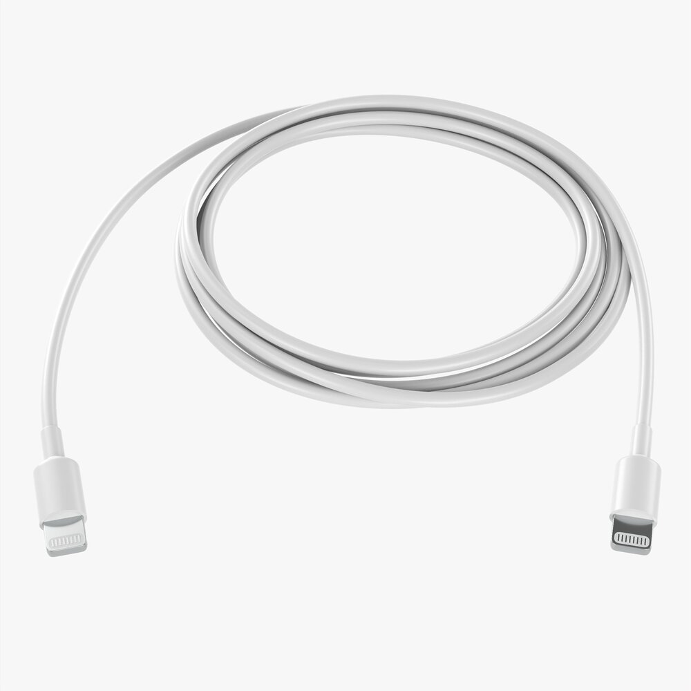 Lightning Cable Double Sided White 3D 모델 