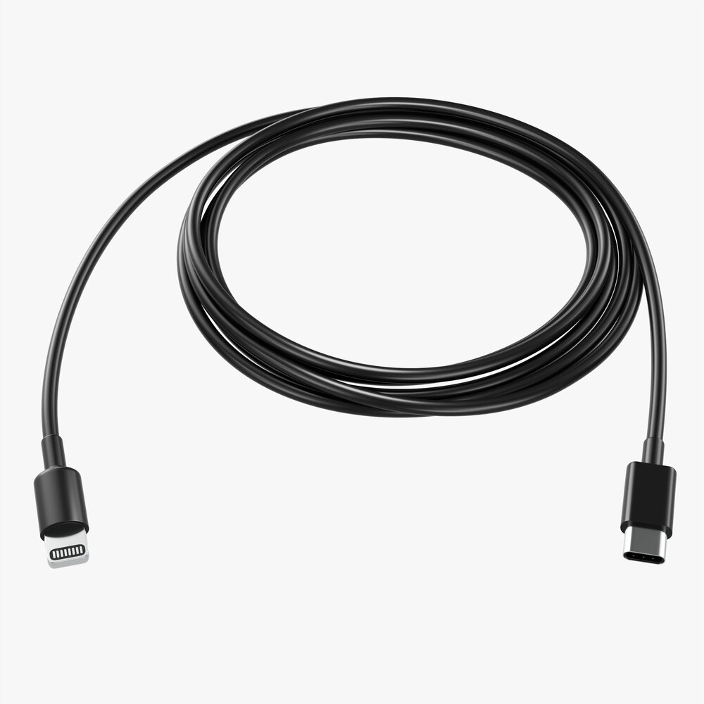 Lightning To Usb C Cable Black 3D 모델 