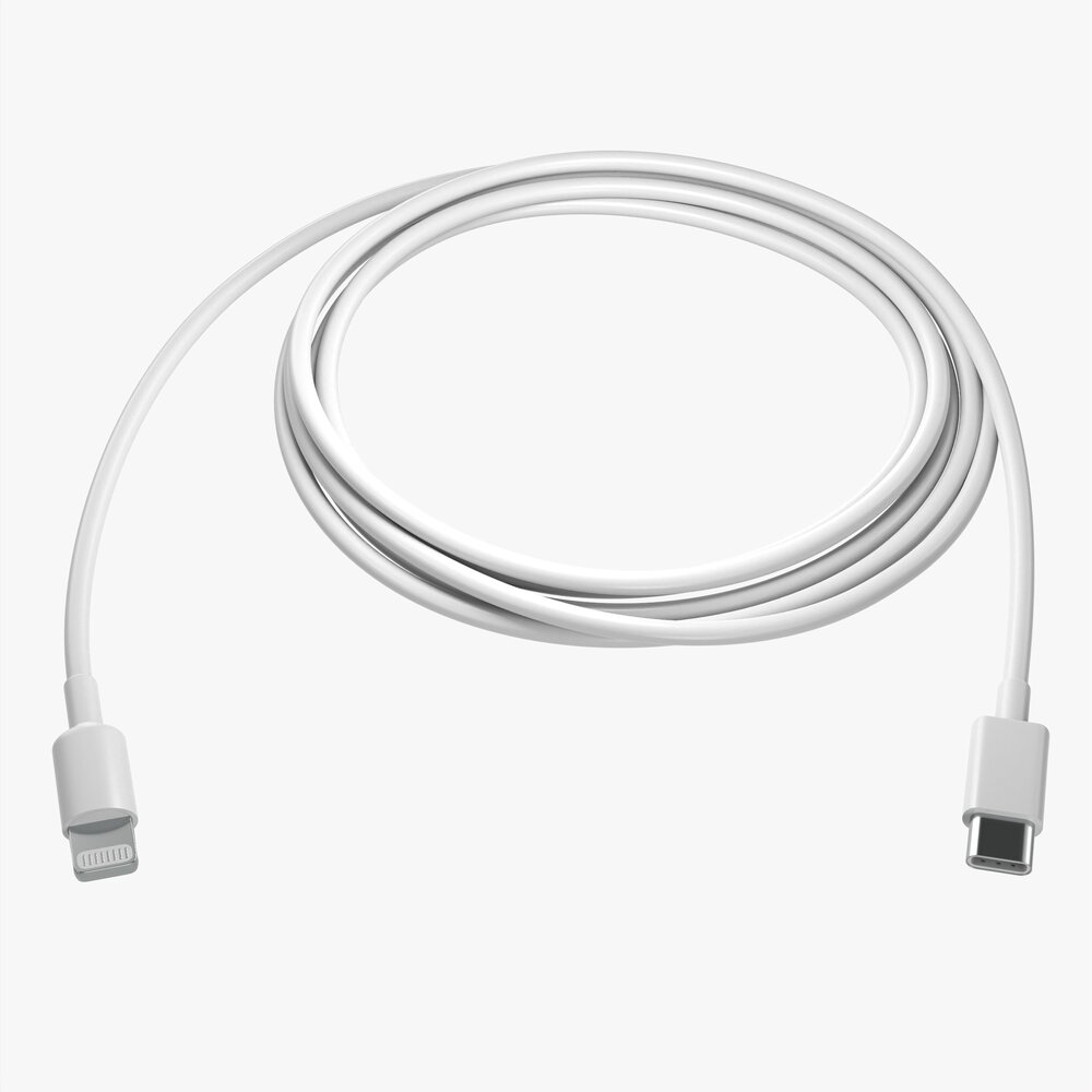Lightning To Usb C Cable White 3D model