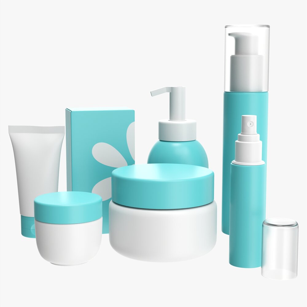 Makeup Removal And Evening Care Mockup 3D-Modell