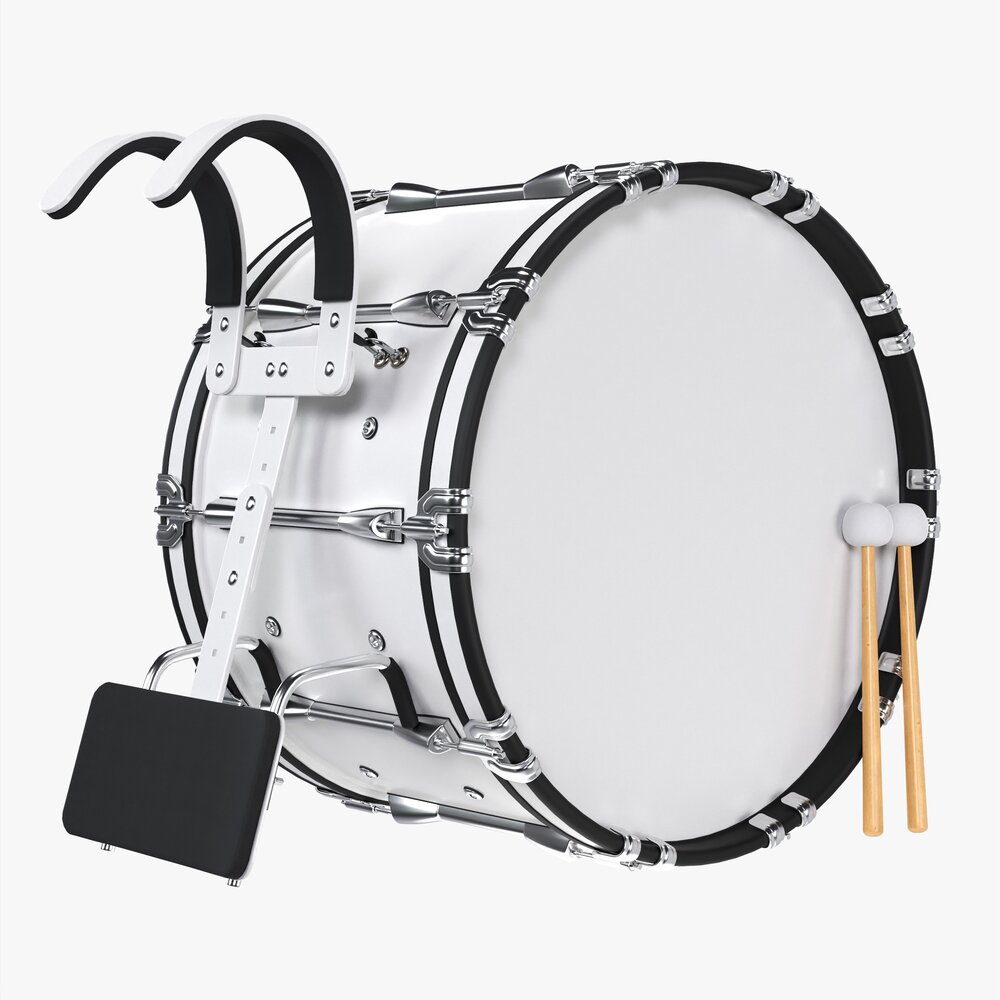 Marching Bass Drum With Carrier 3D 모델 