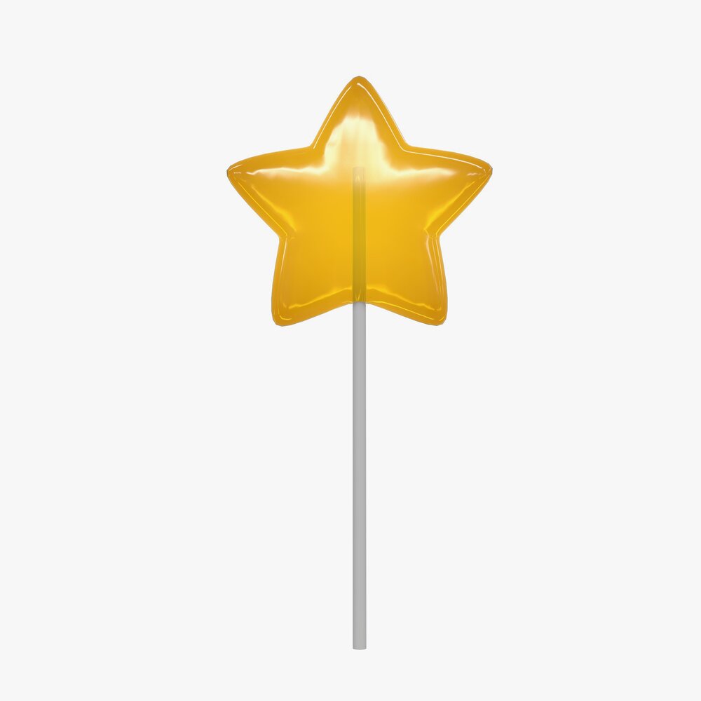 Yellow Red Stars Shaped Lollipop Modello 3D