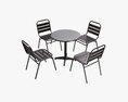 Outdoor Round Dining Table With Chairs Dark 3d model