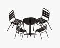 Outdoor Round Dining Table With Chairs Dark Modelo 3D
