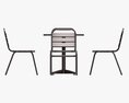 Outdoor Round Dining Table With Chairs Dark Modelo 3d