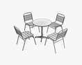 Outdoor Round Dining Table With Chairs Dark 3D 모델 