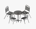 Outdoor Round Dining Table With Chairs Dark 3D-Modell