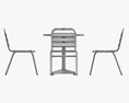 Outdoor Round Dining Table With Chairs Dark 3Dモデル