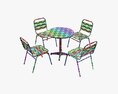 Outdoor Round Dining Table With Chairs Dark 3d model