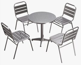 Outdoor Round Dining Table With Chairs Light 3D 모델 