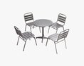 Outdoor Round Dining Table With Chairs Light 3D-Modell