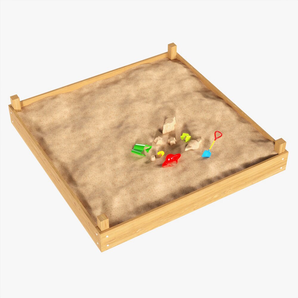 Outdoor Sandbox With Toys 3D model
