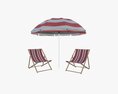 Beach Sun Lounger And Umbrella Modèle 3d